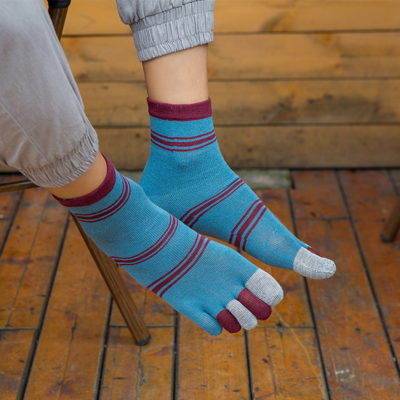 1/5 Pairs Men Striped Five Toe - Toe Sock Split ulasan dan harga